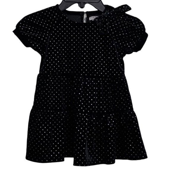 Habitual Kid Velour Polka Dot Dress Black and Silver Size 18 Months - Picture 1 of 5